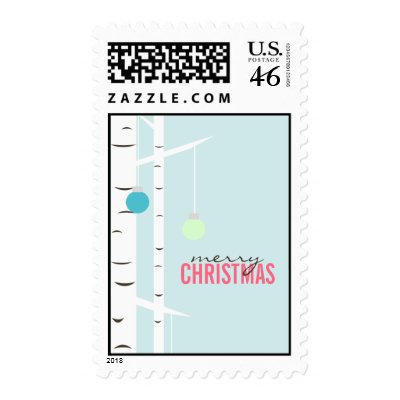 Winter Birch Christmas Tree Ornaments Custom Stamps by heartlocked