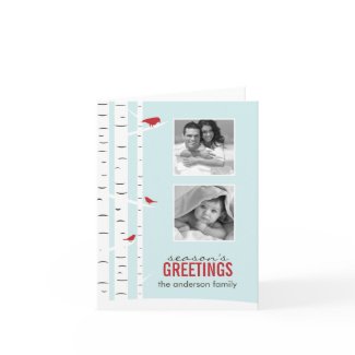 Winter Birch Trees Holiday Custom Photo card