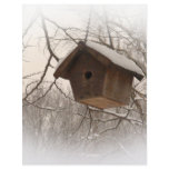 Winter Birdhouse Letterhead Template