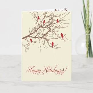 Winter Birds Holiday Card (cranberry)