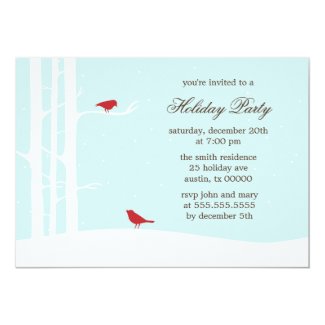 Winter Birds Holiday Party Invitations