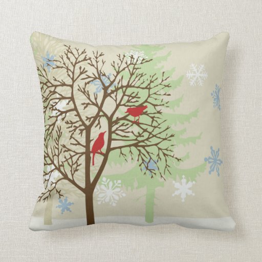 Winter Birds Throw Pillows Zazzle
