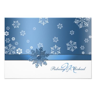 Winter Blue and White Snowfalkes RSVP Cards Personalized Announcement