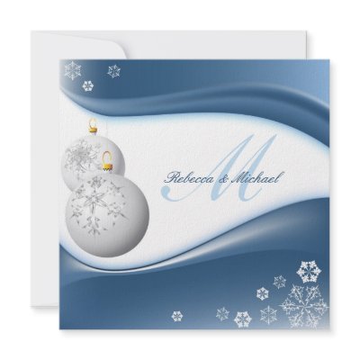 Winter Blue and White Snowflake Wedding Invites