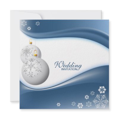 Winter Blue and White Snowflake Wedding Invites