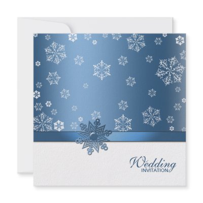 Winter Blue and White Snowflake Wedding Invites