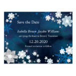 Winter Blue & White Glitter Save the Date Postcard