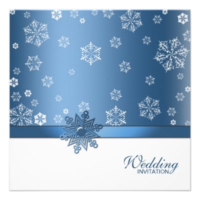 Winter Blue &amp; White Snowflake Wedding Invites