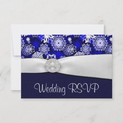 Winter Blue White Snowflake Wedding RSVP Cards Personalized Announcements