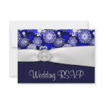 Winter Blue & White Snowflake Wedding RSVP Cards invitations