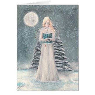 winter blues gothic lady greeting card