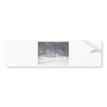 Winter boat dock scene bumper sticker