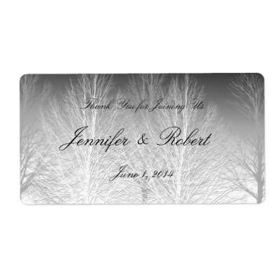Winter Branches Black White Grey Water Label