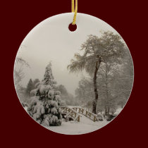 Winter Bridge Ornament Snow Trees Decorations ornaments