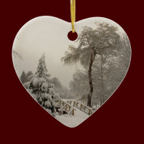Winter Bridge Ornament Snow Trees Decorations ornaments