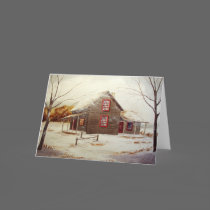 Winter Cabin Blank Greeting Card