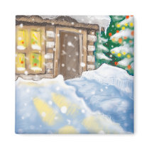 winter cabin magnets