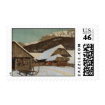Winter Cabin Scene Postage Stamps