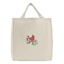 Winter Cardinal embroidered bags by Embroidery4U Winter Cardinal embroidered bags