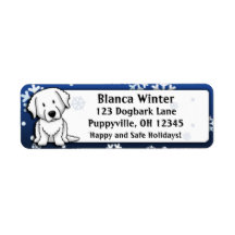 Winter Cartoon Kuvasz Return Address Label
