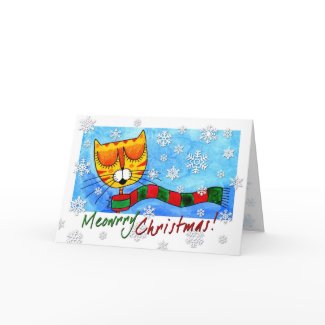 Winter Cat - Meowrry Christmas! Card card