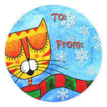 Winter Cat - To / From Sticker stickers