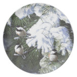 "Winter Chickadees" Plates