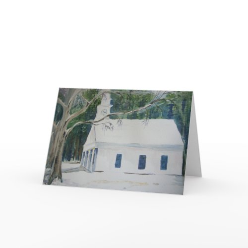Winter church card card