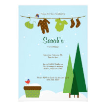 Winter Clothesline Birthday Party Invite