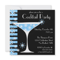 Winter CocktailParty Snowflake Martini Invitation