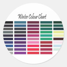 Winter Color Chart Round Stickers