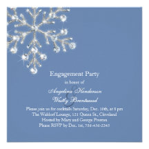 Winter Crystal Snowflake Engagement Party Invite