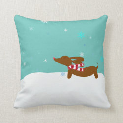 Winter Dachshund Christmas Accent Pillow