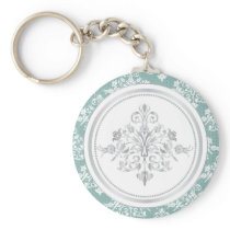 Winter Damask Keychain