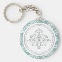 Winter Damask Keychain