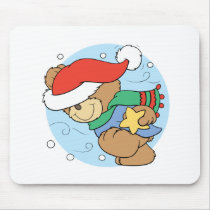 winter day christmas teddy bear design mouse pads