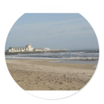 Winter day on Bournemouth beach Round Sticker