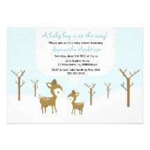 Winter Deer and Fawn Baby Shower Invite - Boy