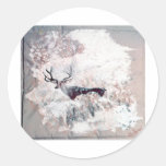 winter deer round sticker