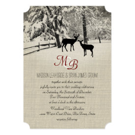 Winter Deer with Monogram 5x7 Paper Invitation Card