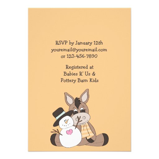 Winter Donkey Baby Shower Invitation