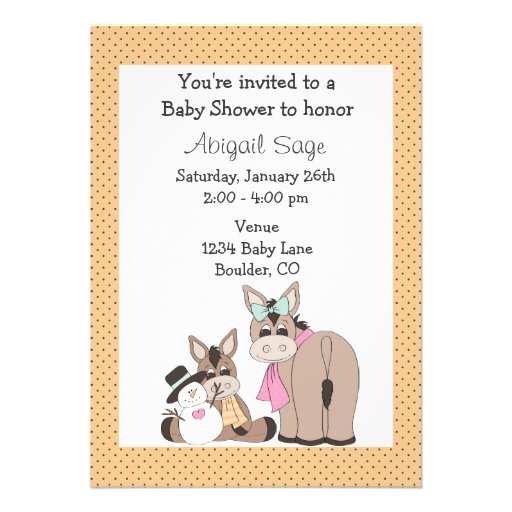 Winter Donkey Baby Shower Invitation