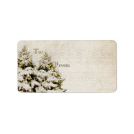 Winter Evergreens Vintage Christmas Gift Tag Custom Address Label