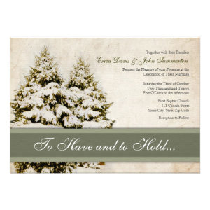 Winter Evergreens Vintage Wedding Invitations