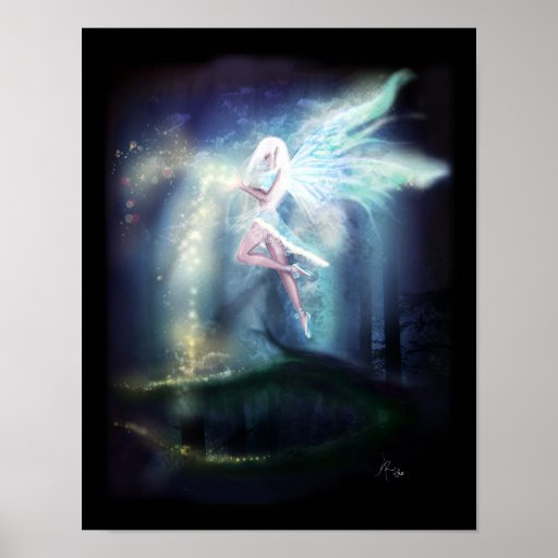 Winter Fairy Blue Fantasy Fine Art Poster Print