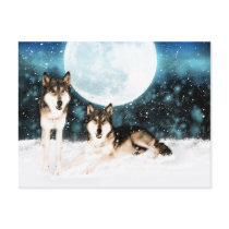 winter fantasy art wolf postcard from moonalke