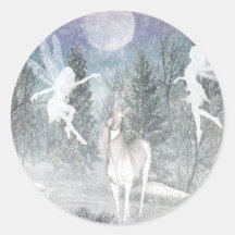 Winter fantasy round stickers