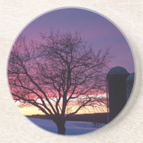 Winter Farm Sunset Coaster coasters