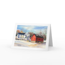 Winter Farmhouse & Red Barn cards by ElaineOriginals Winter Farmhouse & Red Barn cards