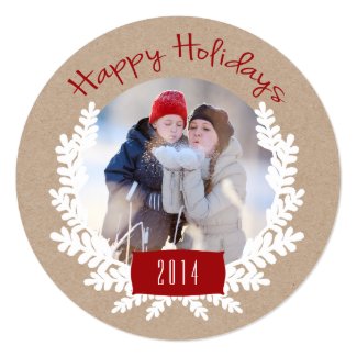 Winter Foliage Kraft Paper | Holiday Photo Card Custom Invitations